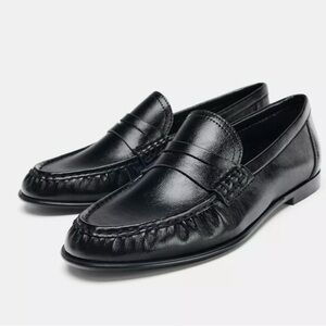 Zara Men's Classic Black Slip-On Loafers